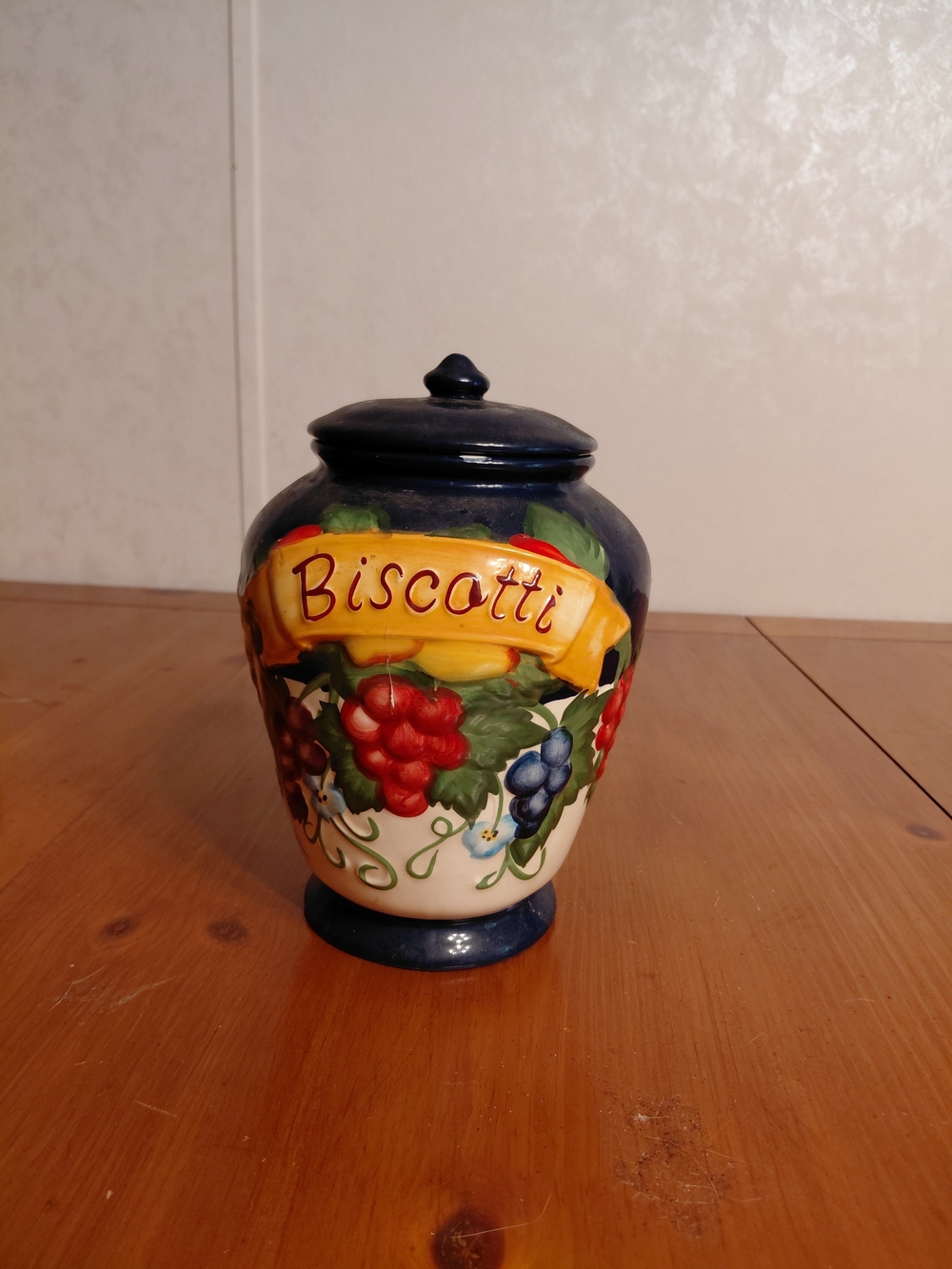 Biscotti Ceramic Cookie Jar - Blue and Multicolor